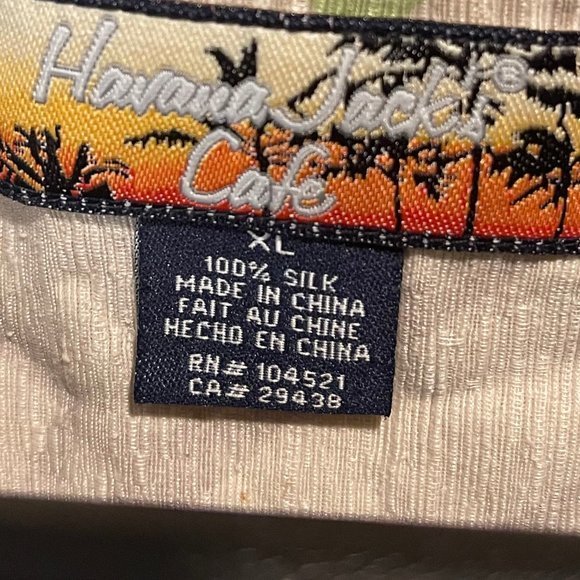 Havana Jack Mens Short Sleeve Button Down Shirt Size XL 100% Silk - Picture 3 of 4